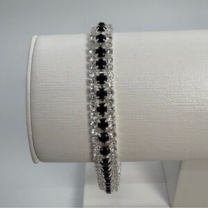 Black And Clear Crystal Rhinestone Bridal Prom Tennis Bracelet